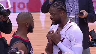 Dwyane Wade Swaps Jerseys With His Best Friend Chris Paul | Heat vs Rockets - Feb 28, 2019