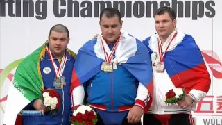 Награждение победителей в категории свыше 105кг - чемпионат мира по тяжелой атлетике 2013