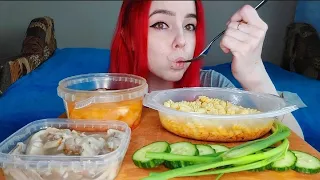 Паста болоньезе,сельдь и капуста мукбанг/mukbang