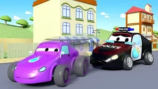 Mat the police Car is coughing ! - Amber the Ambulance in Car City l Cartoons for Children