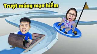 Trượt máng mạo hiểm bằng xe trượt siêu khó, bqThanh và Ốc Ai Trượt Hay Nhất ?