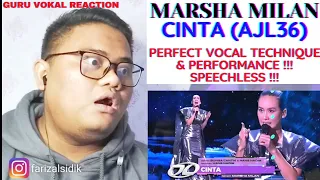 GURU VOKAL RECT : Marsha Milan - Cinta | #AJL36 | PERFECT PERFORMANCE !!! SPEECHLESS !!!