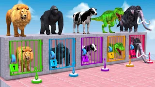 Cow Mammoth Elephant Dinosaur Gorilla Guess The Right Key ESCAPE ROOM CHALLENGE Animals Cage Game