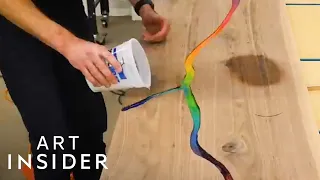 Rainbow River Tables Are Made With Crayons | Insider Art
