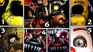 FNAF 1, 2, 3, 4, 5, 6 - ALL JUMPSCARES (Complete)