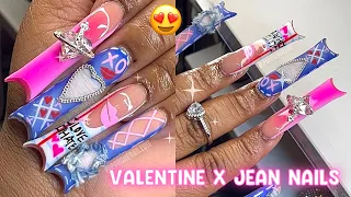 JEAN X  VALENTINE NAILS 😍💘💋👖⛓️✨ | HOW TO JEAN NAILS | DUCK NAILS ✨