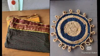 How to make easy doormat with old sarees//how to make doormat at home