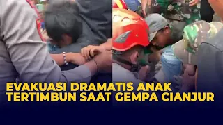 Detik-detik Penyelamatan Seorang Anak Usai Dua Hari Tertimbun Reruntuhan Gempa Cianjur