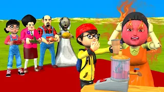 Scary Teacher 3D vs Squid Game Who Making Delicious Fruit Juice for Giant Doll 5 Times Challenge