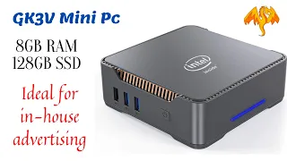 GK3V Windows Mini PC Intel Celeron J4125 Windows 11 Pro 8GB DDR4 RAM 128GB SSD Dual Wifi 1000M LAN