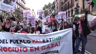 Demonstrators march through Madrid in show of support for Palestinians