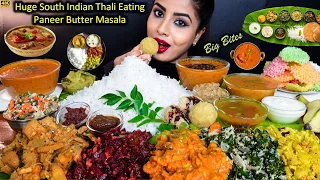 ASMR South Indian Thali Sadhya Rice,Sambar,Ladoo,Kheer,Veg Stir Fry ASMR Eating Food Challenge Video
