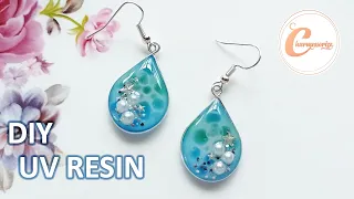 UV レジン | DIY UV Resin Crafts & Accessories| Seafoam UV resin Earrings| Ocean Themed Earrings