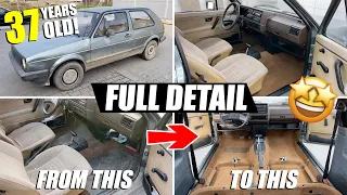 37 Year Old VW Golf 2 Dirty Car Detailing - Full Interior DEEP CLEAN in 14 Minutes! Very Satisfying!