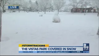 Snow falling heavy in Summerlin area