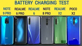 Redmi Note 9 Pro vs Realme 6/6 Pro vs Note 8 Pro vs Realme X2 vs Poco X2 Battery Charging Test