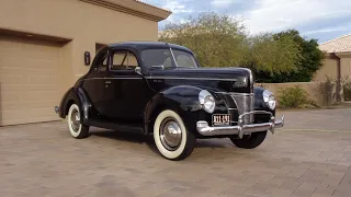 1940 Ford DeLuxe De Luxe 2 Door Coupe in Black & Engine Sound on My Car Story with Lou Costabile