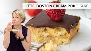 Dreamy Keto BOSTON CREAM Poke Cake!