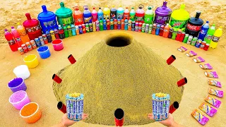 Big Underground Volcanic Eruption from Giant Fanta, Mtn Dew, Popular drinks & Coca Cola vs Mentos