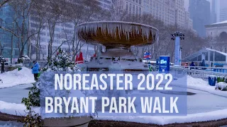 New York City Winter Snowstorm NorEaster NYC first Blizzard of 2022 Bryant Park Walk