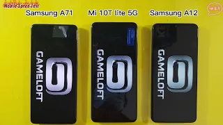 Samsung Galaxy A71 vs Xiaomi Mi 10T lite 5G vs Samsung Galaxy A12 Speed Test comparison 6GB vs 4GB