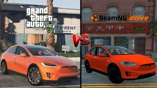 GTA5 Tesla Model X VS BeamNG Tesla Model X - Which is Best?