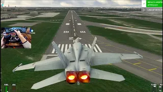 Microsoft Flight Simulator - Landing F18 Fighter Jet Properly With AFTERBURNERS!!