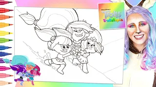 Coloring "The Fabyrinth" Trollstopia Holly Darlin, Val & Poppy | Trolls Coloring Book Page | Markers