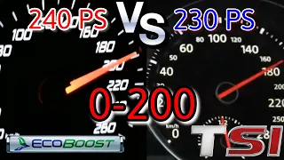 Ford Mondeo MK4 2.0 EcoBoost 240 HP VS  Vw Golf 7 GTİ 2.0 TSİ 230 HP 0-200 drag Race