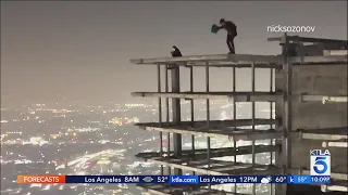 BASE jumpers plunge from vandalized downtown L.A. skyscraper