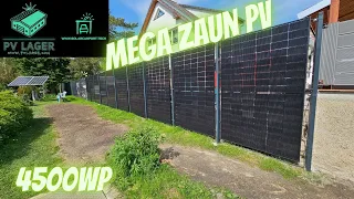 Meine neue Zaun PV Anlage 10 Platten 4500 Watt Sichtschutz SW Ausrichtung #Victron 45,6 KWh #Lifepo4