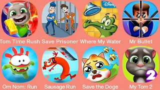 Save Prisoner,My Talking Tom,Save the Bob,My Tom 2,Sausage Run,Tom Time Rush,Oddbods Turbo Run