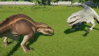 Acrocanthosaurus(Modified) VS Indominus Rex, T-Rex, Spinosaurus And More - Jurassic World Evolution