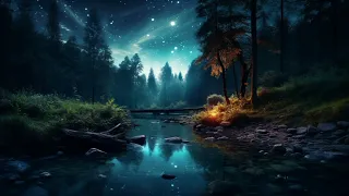 Enchanted Forest Night Sky ASMR Relaxing Sound Ambience