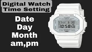 how to set date and time in digital watch||digital watch ka time kaise set karen