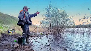 Великолепные Весенние ЛЕЩИ на Реке .Фидерная рыбалка по холодной воде весной на большой реке.