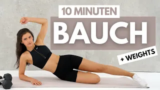 BAUCH WORKOUT | 10 MIN | Bauchmuskeln Zuhause trainieren | mit Zusatzgewichten | Tina Halder