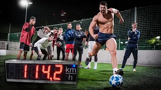 Wer hat den härtesten Schuss?⚽ Bodybuilder VS Fußballer