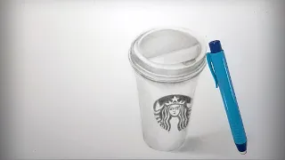 DRAWING A STARBUCKS COFFEE CUP IN 3D - TRICK ART ILLUSION | ARTURCHIK BARNES