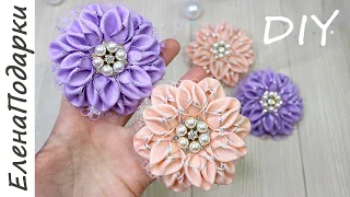 Сделала ЦВЕТОК ИЗ ЛЕНТ на праздник 🌸 мастер-класс ElenaPodarki 🌸 FLOR DIY