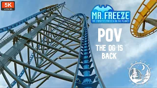 Mr Freeze Front Seat On Ride POV 5K 60FPS UHD | The OG is Back Premier Rides | Six Flags Over Texas