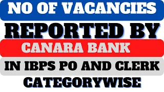 NO OF VACANCIES REPORTED BY CANARA BANK ||OFFICIAL RTI REPLY || CATEGORYWISE VACANCIES