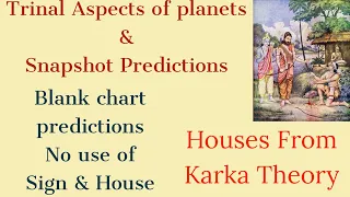 Blank chart Predictions using Planets and Trinal Aspects,Houses & karka Theory