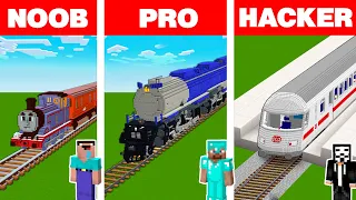 Minecraft NOOB vs PRO vs HACKER: TRAIN HOUSE BUILD CHALLENGE in Minecraft Animation