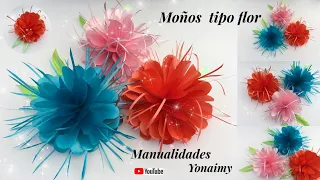 MOÑOS TIPO FLOR 🌺 PARA CAJAS 🎁 O BOLSAS DE REGALO.- FLOWER BOWS FOR GIFTS.