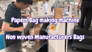 Fastest Paper Bag Making In Housai Bag. Fully Automatic Carry Paper Bag Making In Factory.#machinery