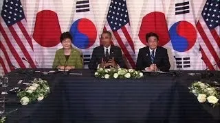 Obama hosts landmark Japan, S.Korea summit