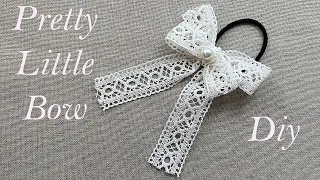 Pretty White Lace Bow, Sailor Bows DIY Hair Accessories, DIY Lace Bow, Flower Girl Wedding Bow