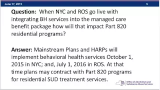 6/17/15 Kick off Webinar The Redesign of OASAS Residential Services – A Collaborative Effort