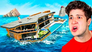 ATRAPADO en la CASA FLOTANTE en un TSUNAMI en GTA 5! 🌊🏡 (Mods)